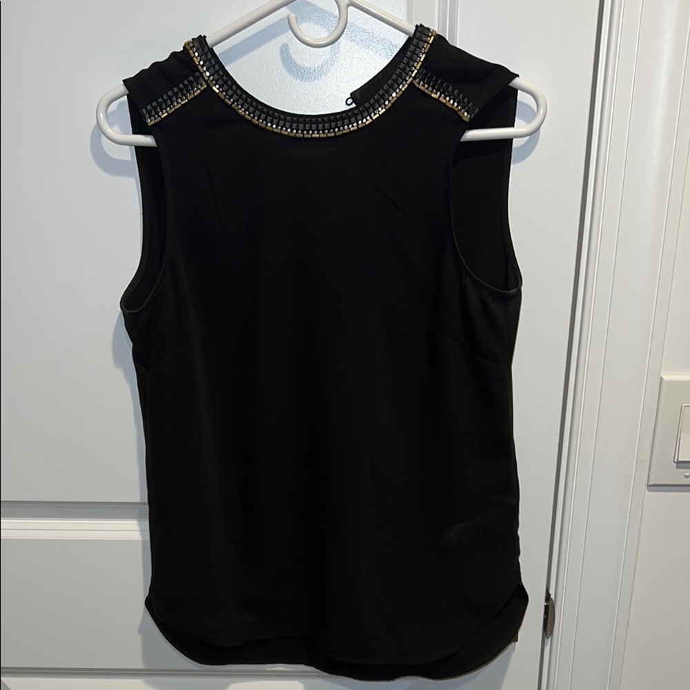 H&M Black and White Embellished Sleeveless Tank Top